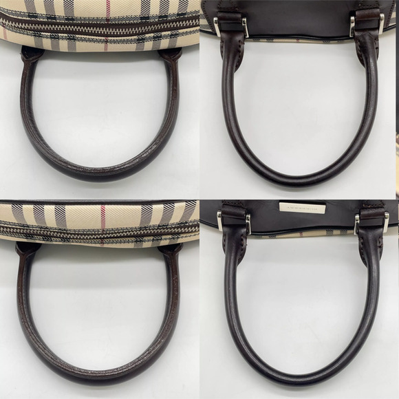 Authentic BURBERRY Nova Check Canvas x Leather Beige Boston Bag with FREE Wallet - Picture 10 of 11